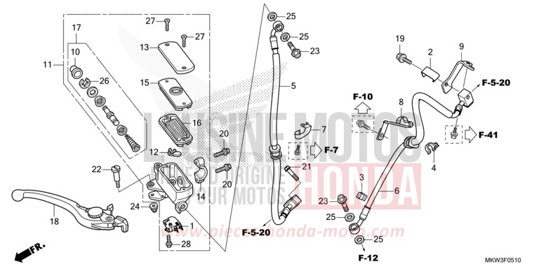MAITRE-CYLINDRE DE FREIN AVANT CYLINDRE de NC750X DCT GRAND PRIX RED (R380) 2021